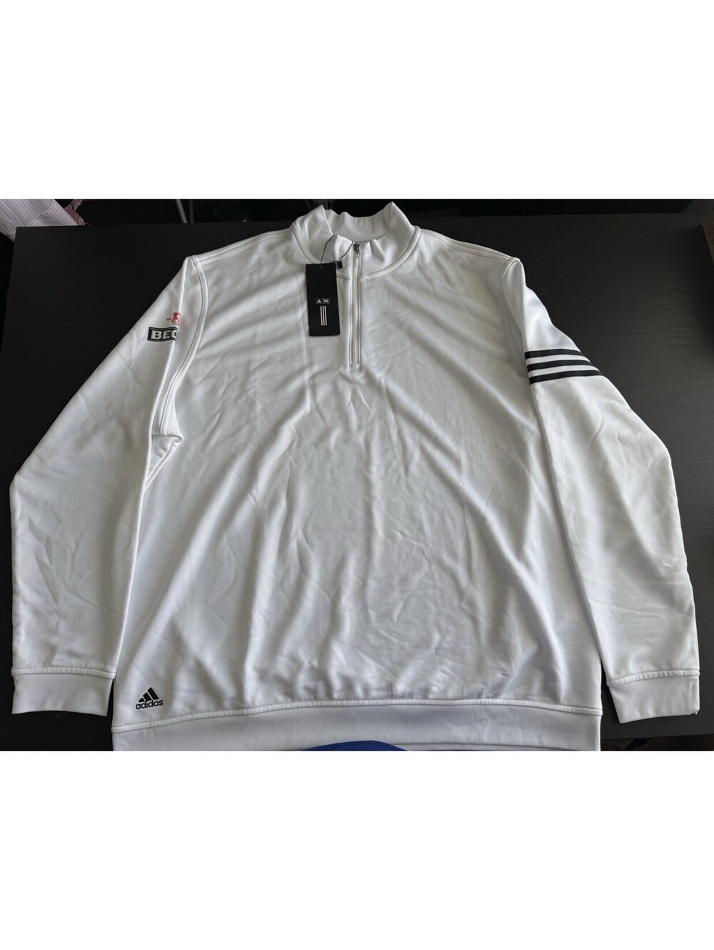 Adidas Climalite Soft Golf Pullover 2XL White 1/4 Zip Beck's Beer Promo Sweater